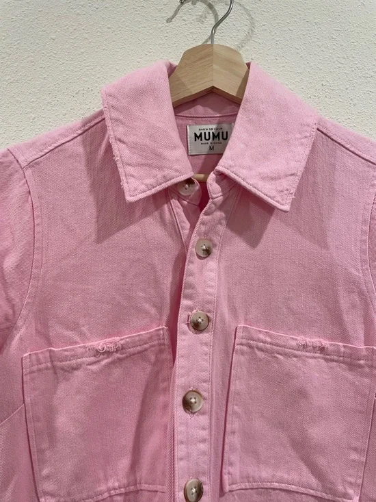 Show Me Your MuMu Range Romper Jumpsuit Pink Button Up NWT Size Medium Summer - Picture 9 of 14